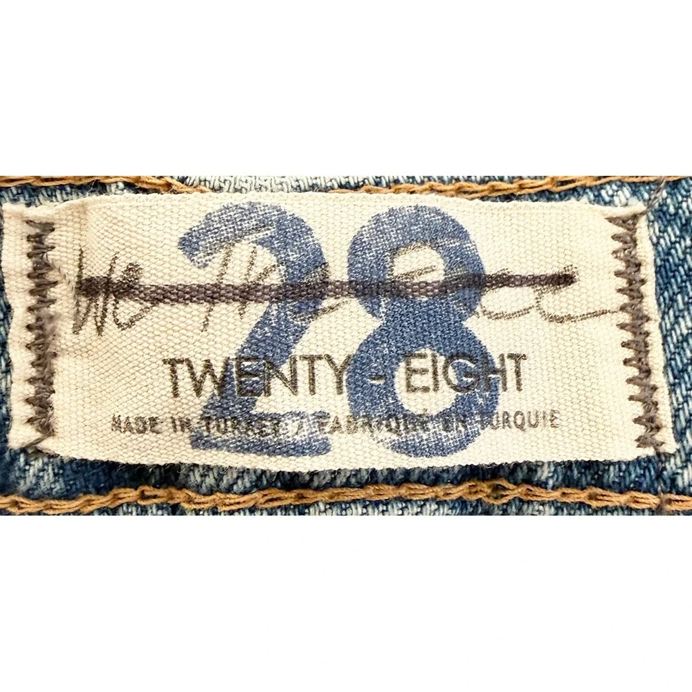 Free People We The Free Women's High Rise Straight Leg Distressed Blue Jeans 28